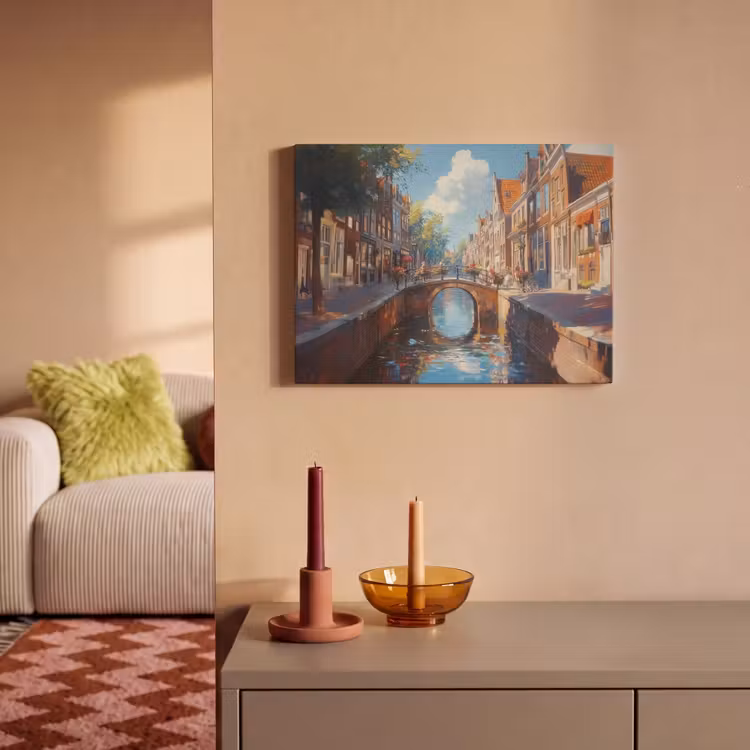 Akoestisch schilderij - Stad - Gracht - Zon - Fietsen — 2