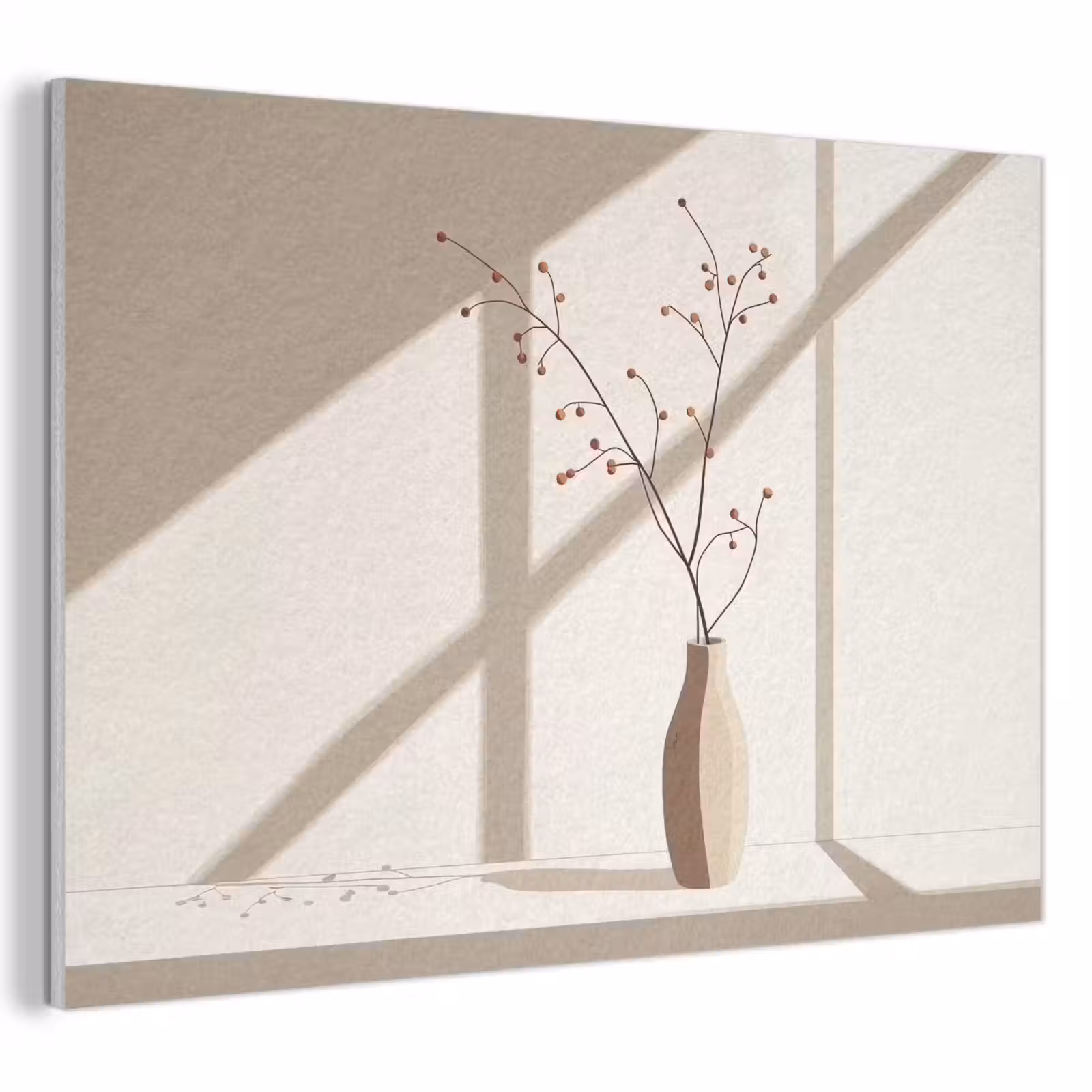Akoestisch schilderij - Vaas - Takken - Bessen - Minimalistisch — 1