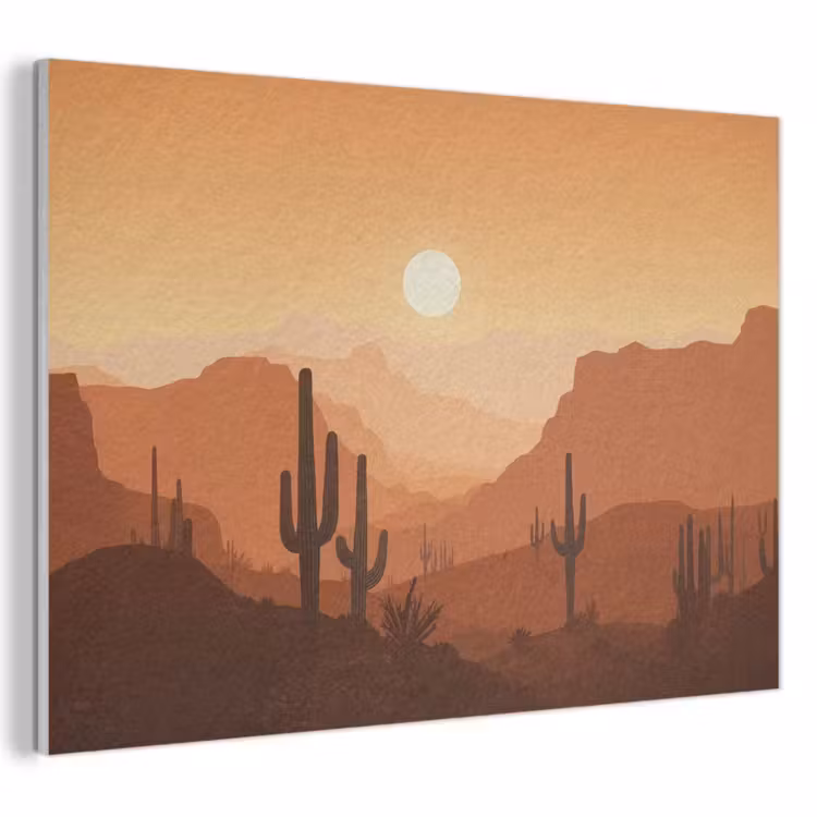 Akoestisch schilderij - Landschap - Woestijn - Cactussen - Zon — 1