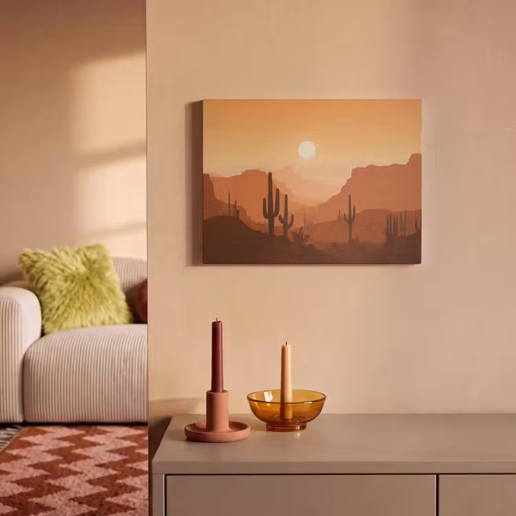 Akoestisch schilderij - Landschap - Woestijn - Cactussen - Zon — 2