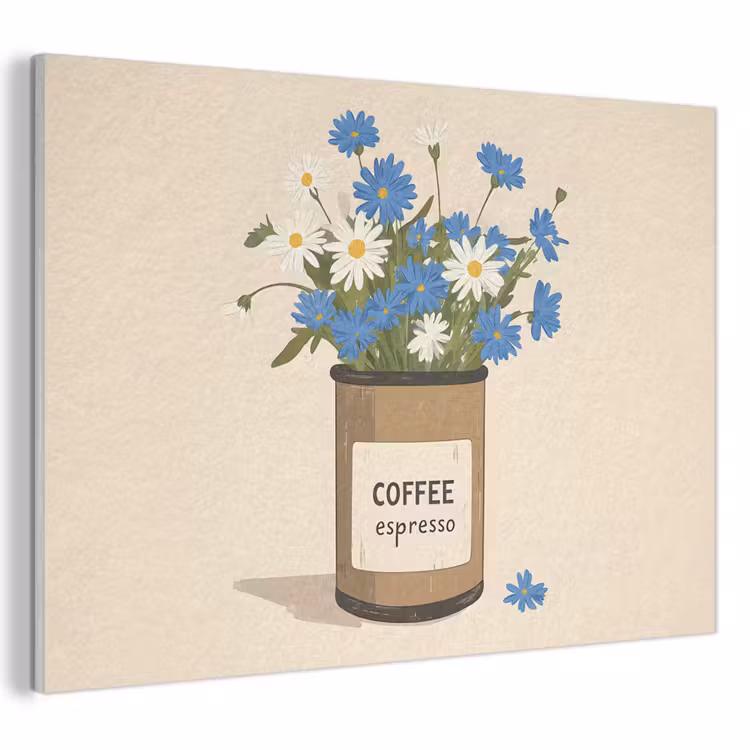 Akoestisch schilderij - Coffee - Blik - Minimalistisch - Bloemen — 1