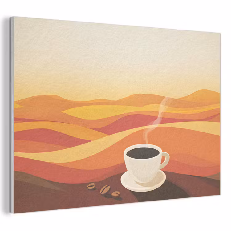 Akoestisch schilderij - Koffie - Landschap - Oranje - Koffiebonen — 1