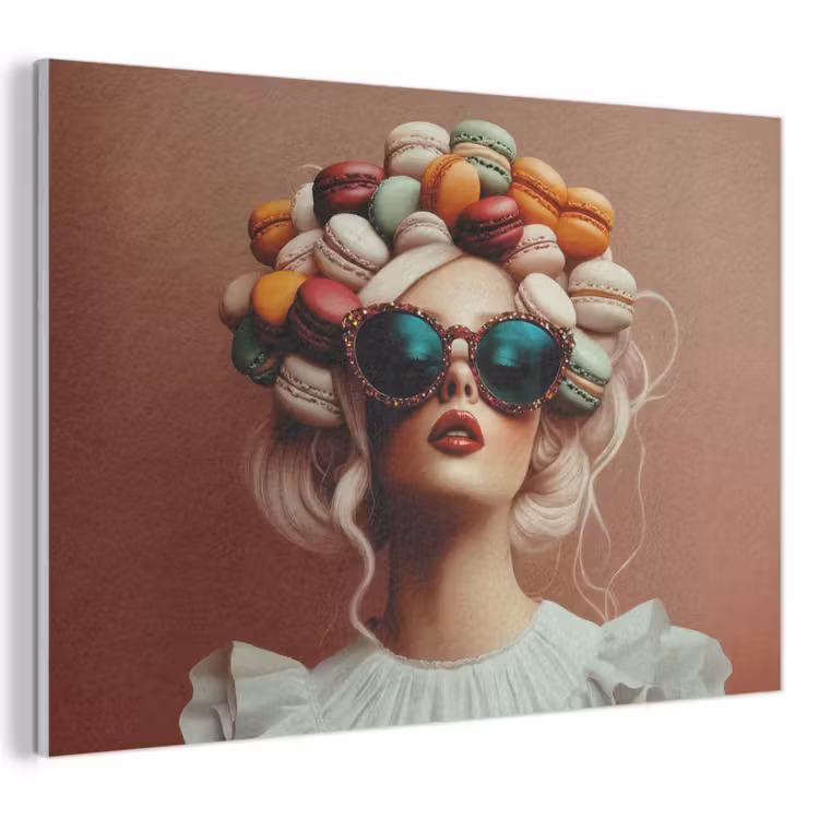 Akoestisch schilderij - Vrouw - Macarons - Bril — 1