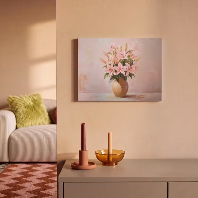 Akoestisch schilderij - Vaas - Bloemen - Roze — 2