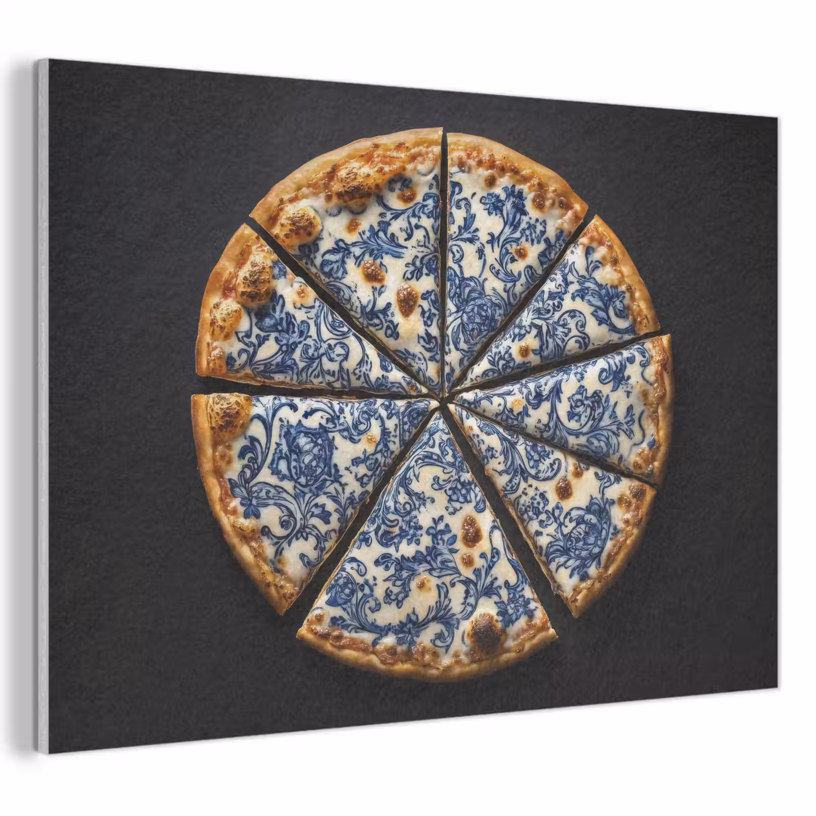 Akoestisch schilderij - Pizza - Eten - Delftsblauw — 1