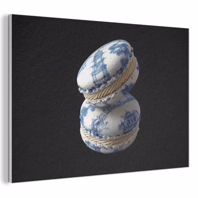 Akoestisch schilderij - Eten - Macarons - Delfts blauw - Koekjes