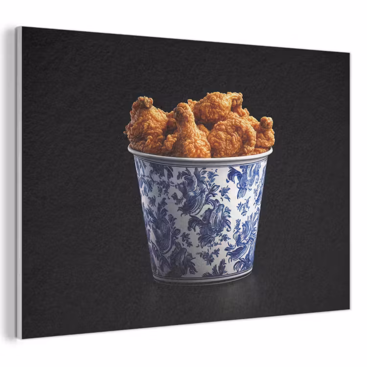 Akoestisch schilderij - Kip - Bucket - Delfts blauw - Lekker