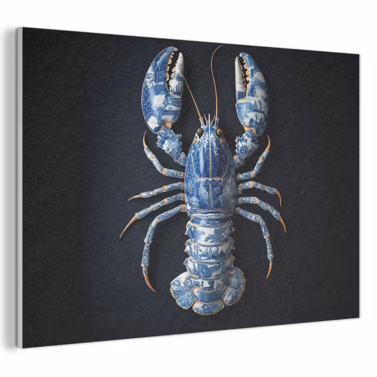 Akoestisch schilderij - Kreeft - Delftsblauw - Schild - Stoer