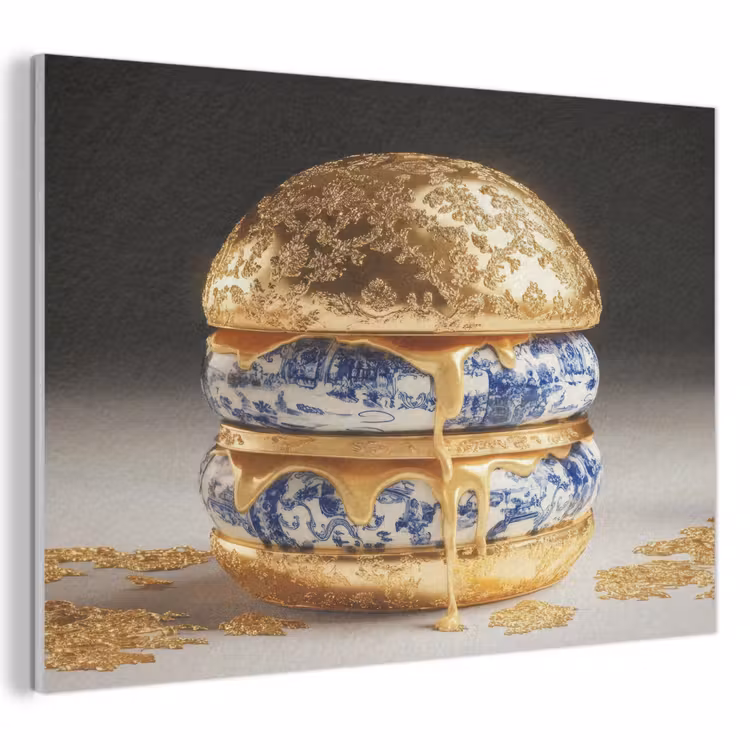 Akoestisch schilderij - Delftsblauw - Goud - Burger
