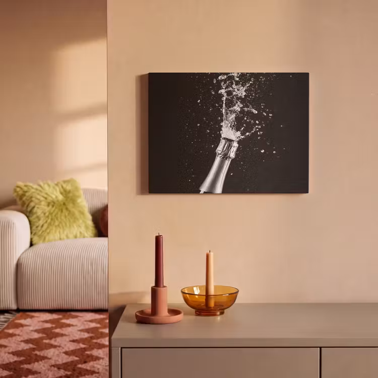 Akoestisch schilderij - Champagne - Zwart - Spetters - Popping — 2