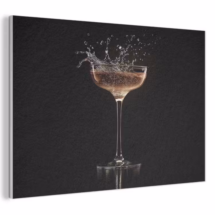 Akoestisch schilderij - Cocktail - Zwart - Spetters - Glas — 1