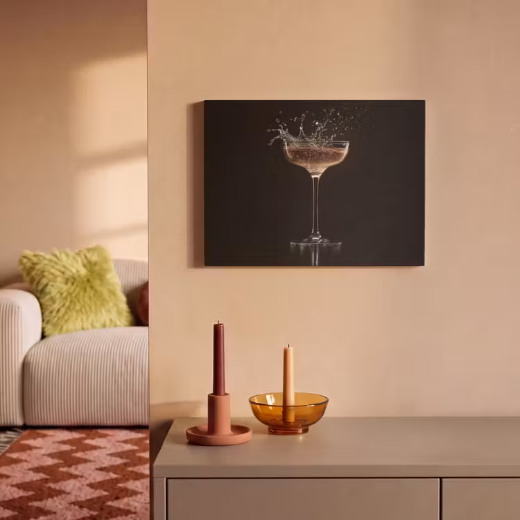 Akoestisch schilderij - Cocktail - Zwart - Spetters - Glas — 2