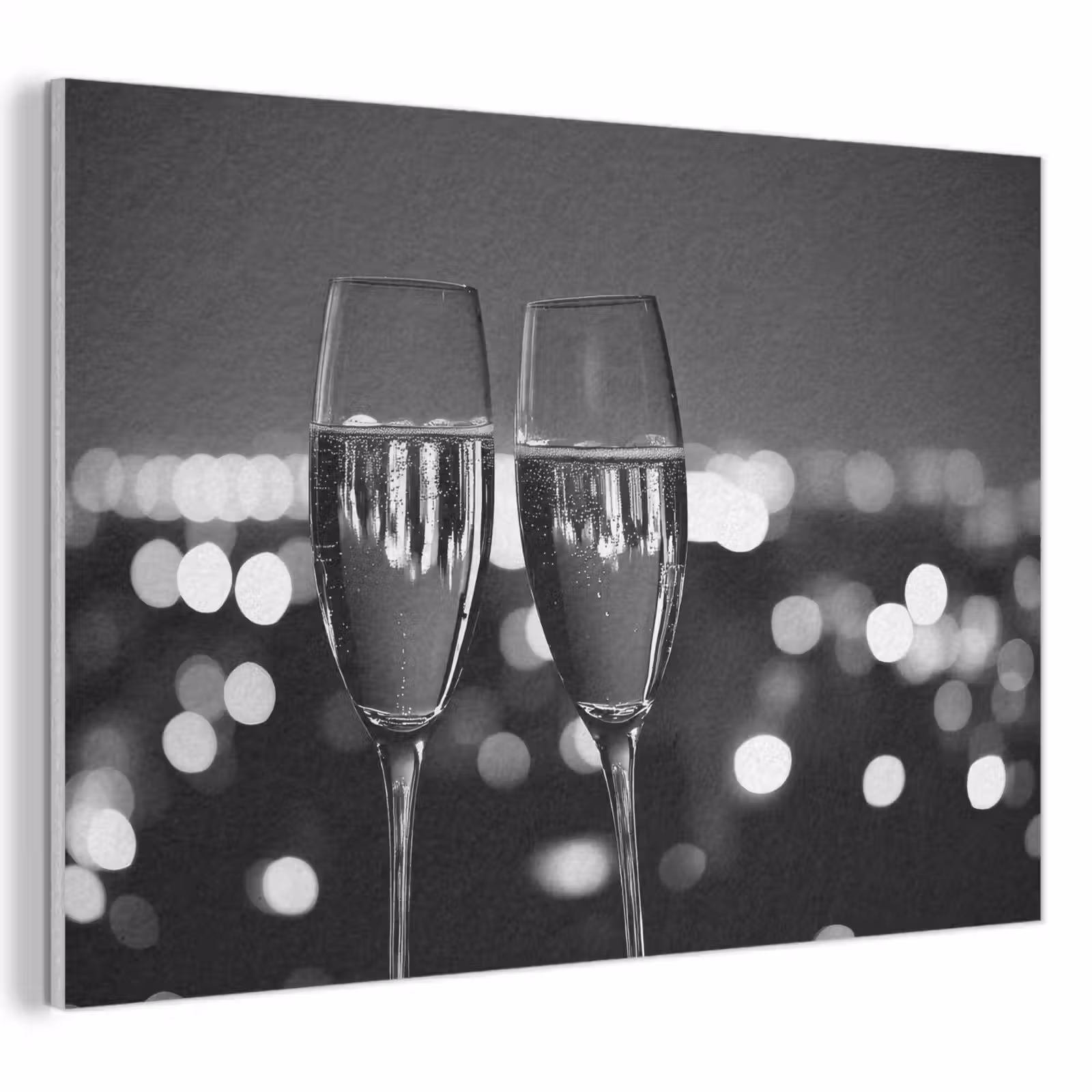 Akoestisch schilderij - Bubbels - Proosten - Champagneglazen - Stadslichten — 1