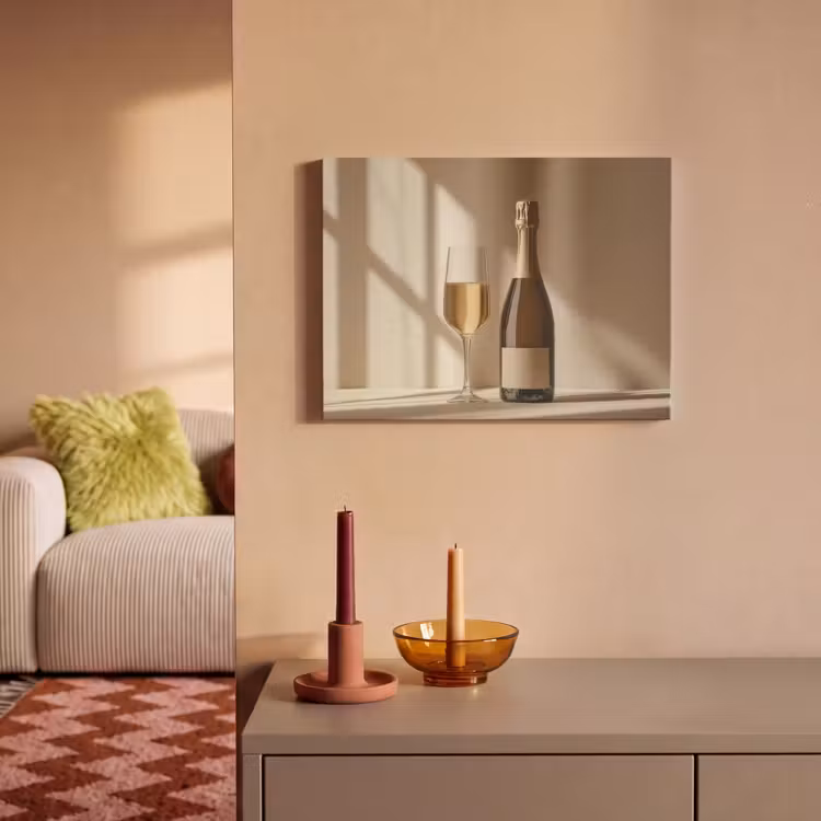 Akoestisch schilderij - Champagne - Beige - Schaduw - Bubbels — 2