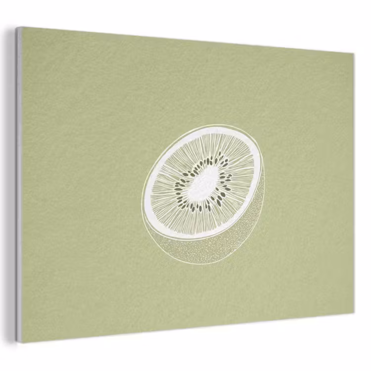 Akoestisch schilderij - Kiwi - Lijntekening - Minimalistisch - Groen — 1