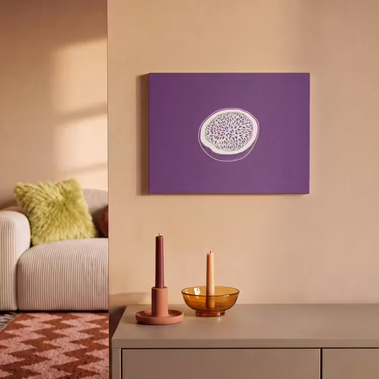 Akoestisch schilderij - Passievrucht - Zaadjes - Paars - Minimalistisch — 2