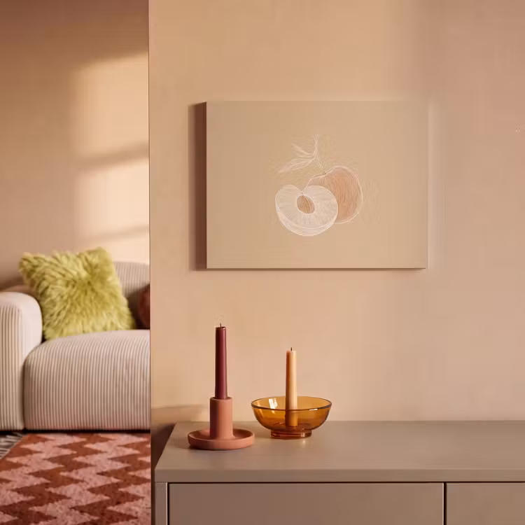 Akoestisch schilderij - Perzik - Lijntekening - Pit - Beige — 2