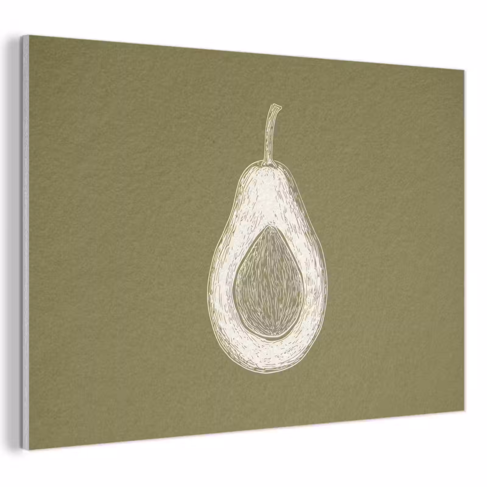 Akoestisch schilderij - Avocado - Minimalistisch - Illustratie - Groen — 1