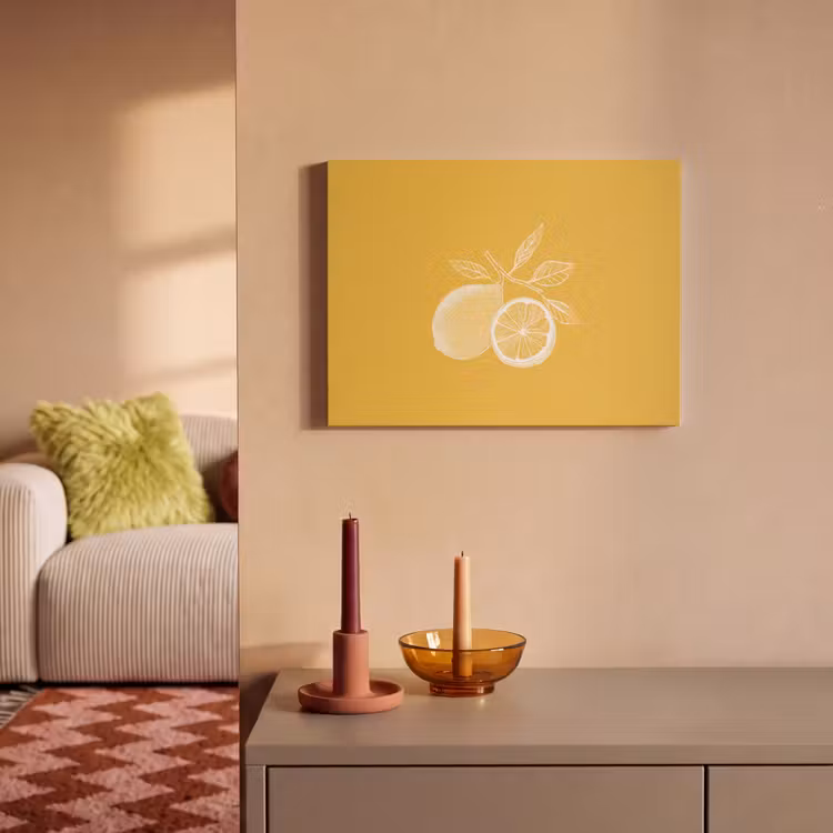 Akoestisch schilderij - Citroenen - Illustratie - Minimalistisch - Geel — 2