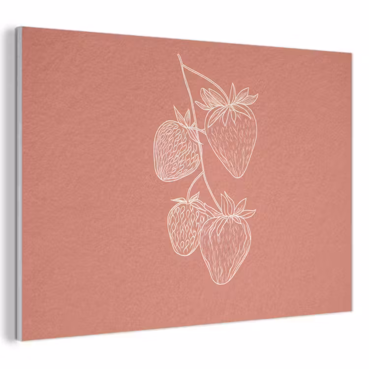 Akoestisch schilderij - Minimalistisch - Illustratie - Aardbei - Tak — 1