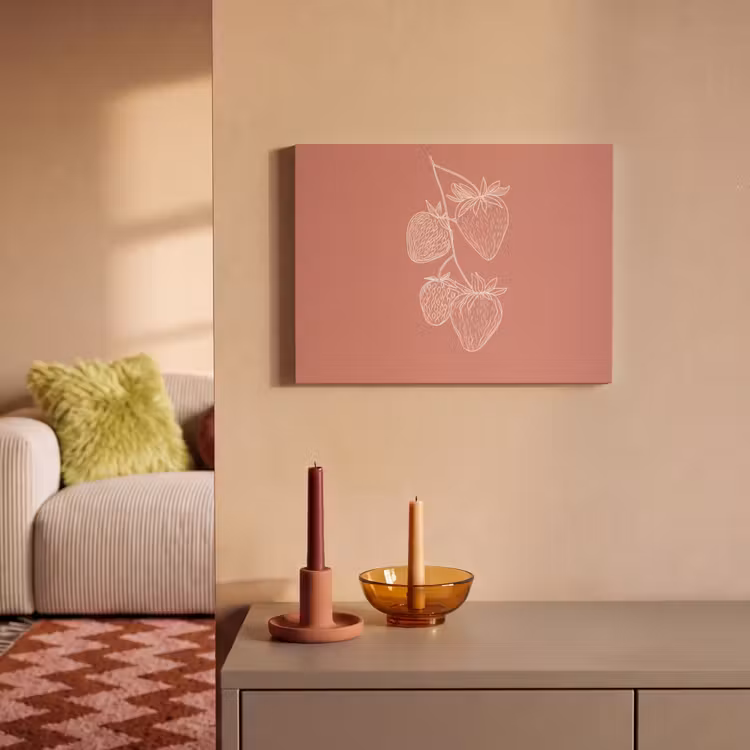 Akoestisch schilderij - Minimalistisch - Illustratie - Aardbei - Tak — 2