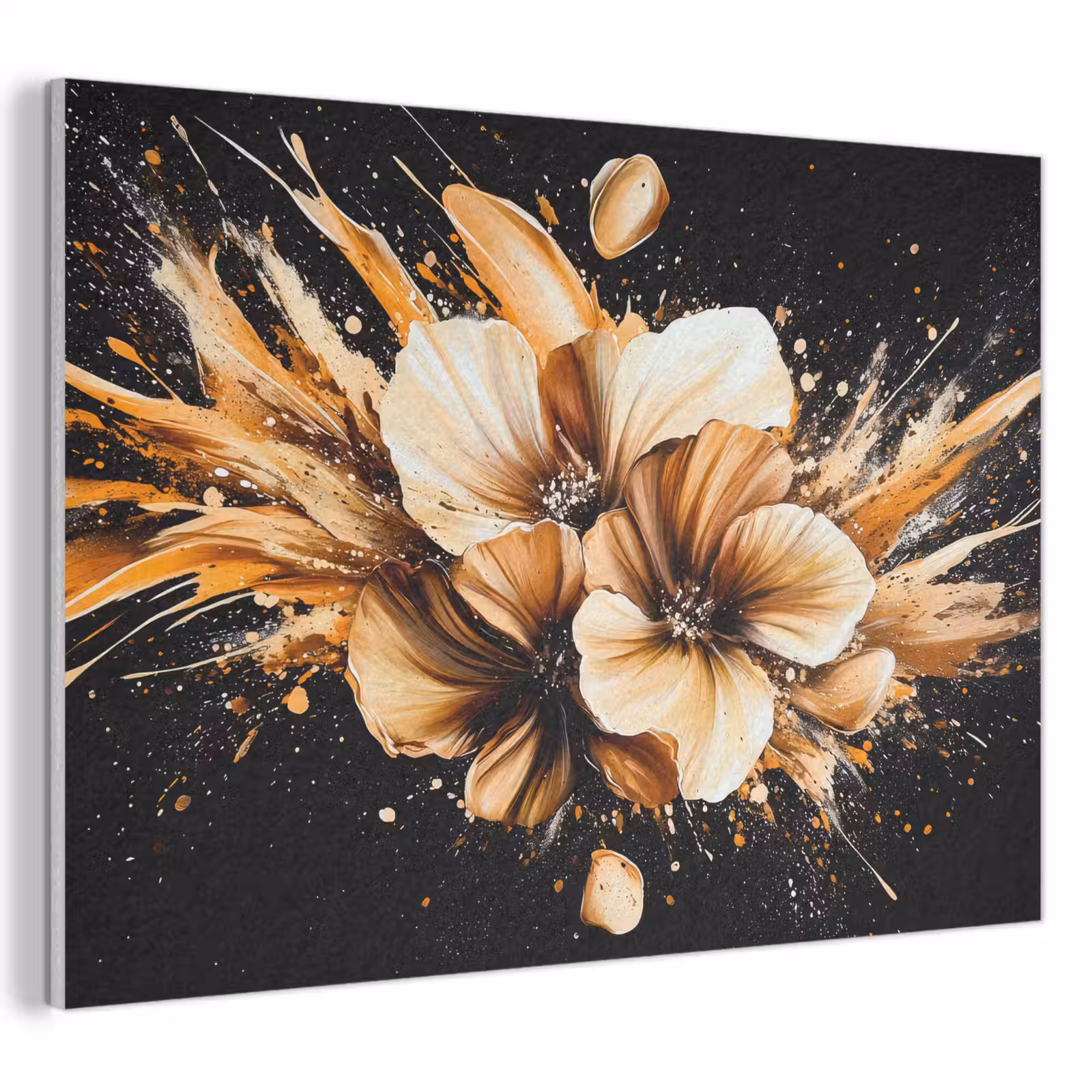 Akoestisch schilderij - Bloemen - Goud - Graffiti - Zwart - Abstract — 1