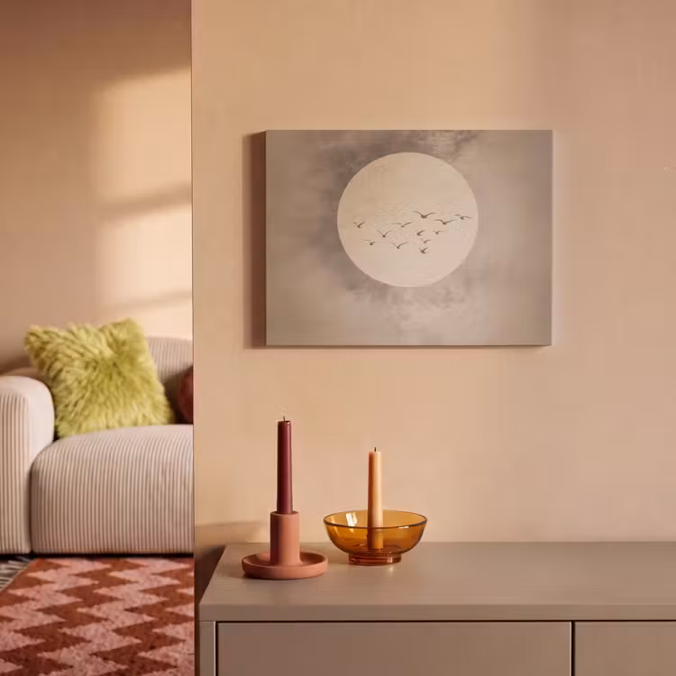 Akoestisch schilderij - Vogel - Beige - Japandi — 2
