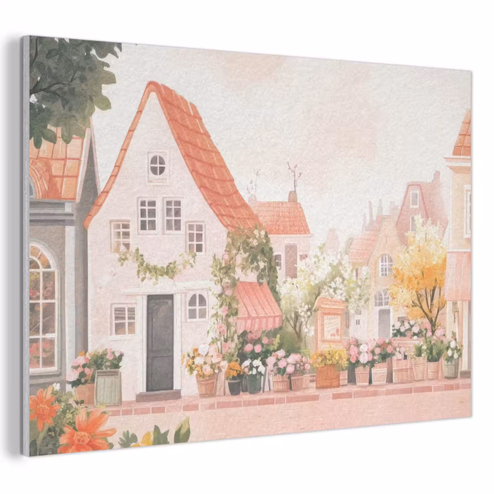 Akoestisch schilderij - Bloemen - Huizen - Dorp — 1
