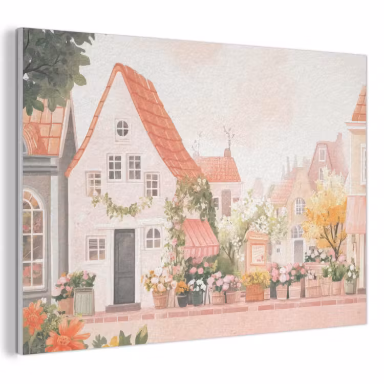 Akoestisch schilderij - Bloemen - Huizen - Dorp — 1