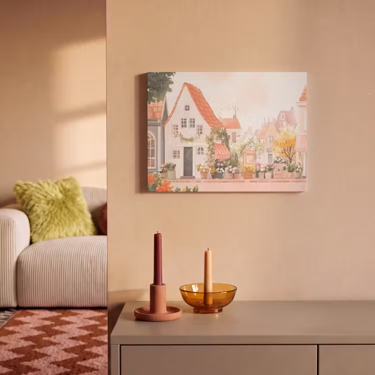 Akoestisch schilderij - Bloemen - Huizen - Dorp — 2