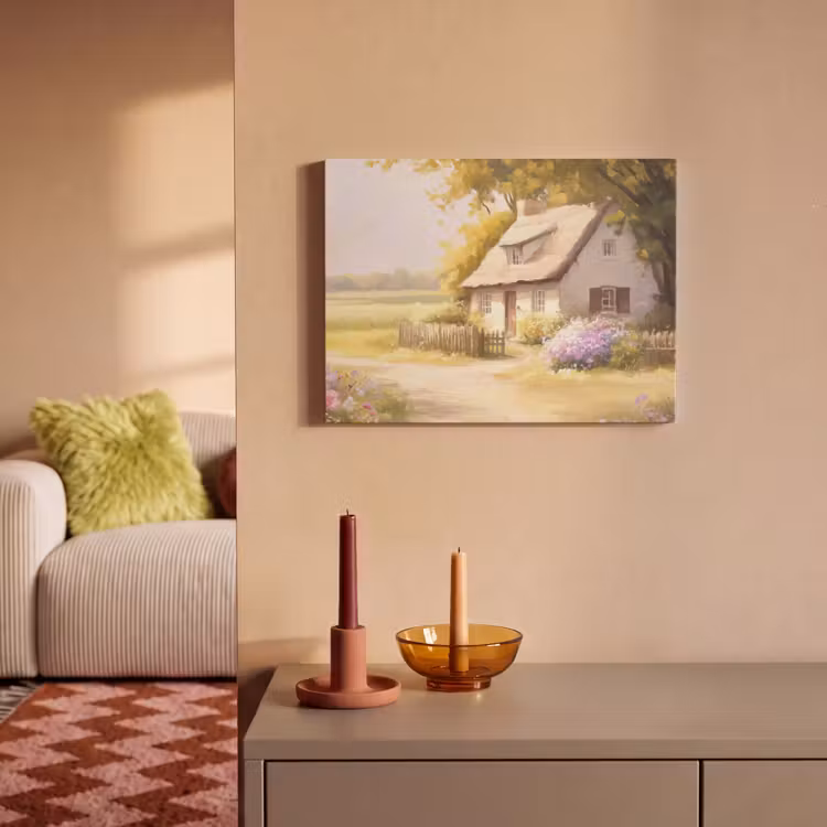 Akoestisch schilderij - Huisje - Hout - Bloemen — 2