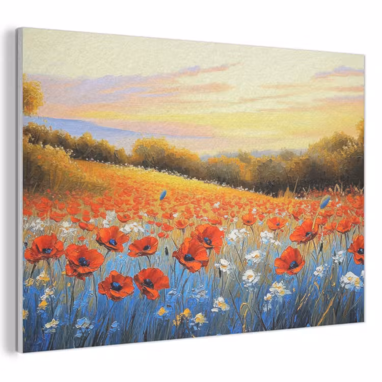 Akoestisch schilderij - Klaproos - Bloemenveld - Kleurrijk — 1
