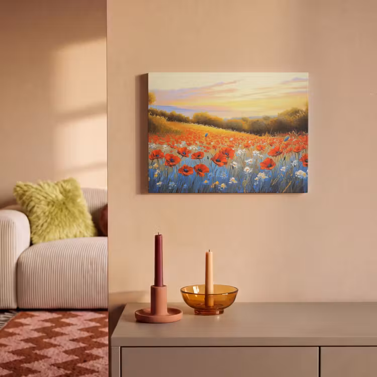 Akoestisch schilderij - Klaproos - Bloemenveld - Kleurrijk — 2