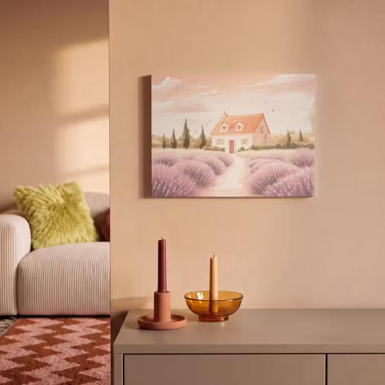 Akoestisch schilderij - Lavendelveld - Huis - Paars — 2