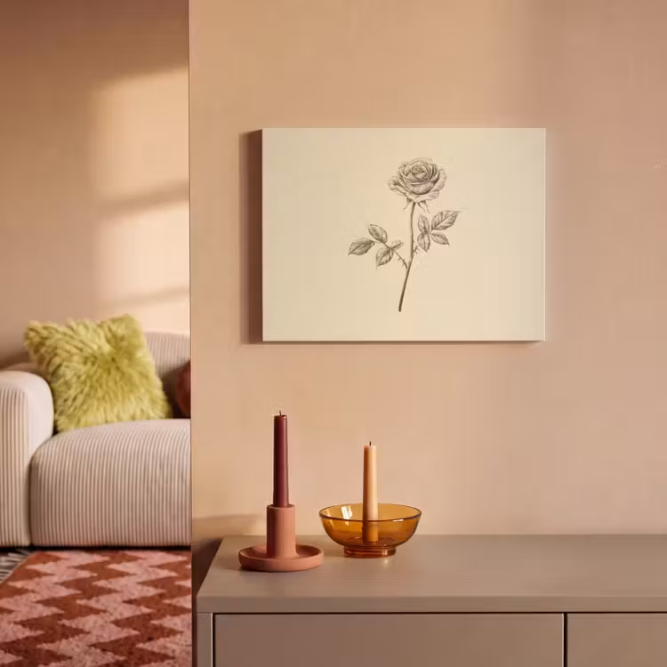 Akoestisch schilderij - Illustratie - Zwart - Roos — 2