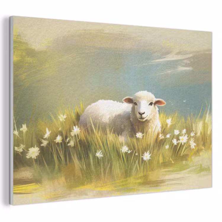 Akoestisch schilderij - Schaap - Weide - Groen — 1