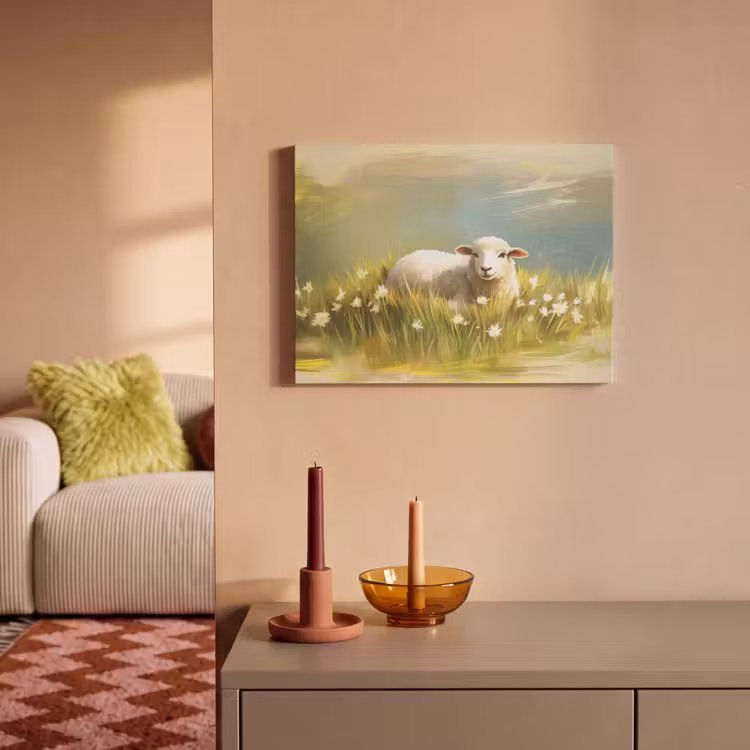 Akoestisch schilderij - Schaap - Weide - Groen — 2
