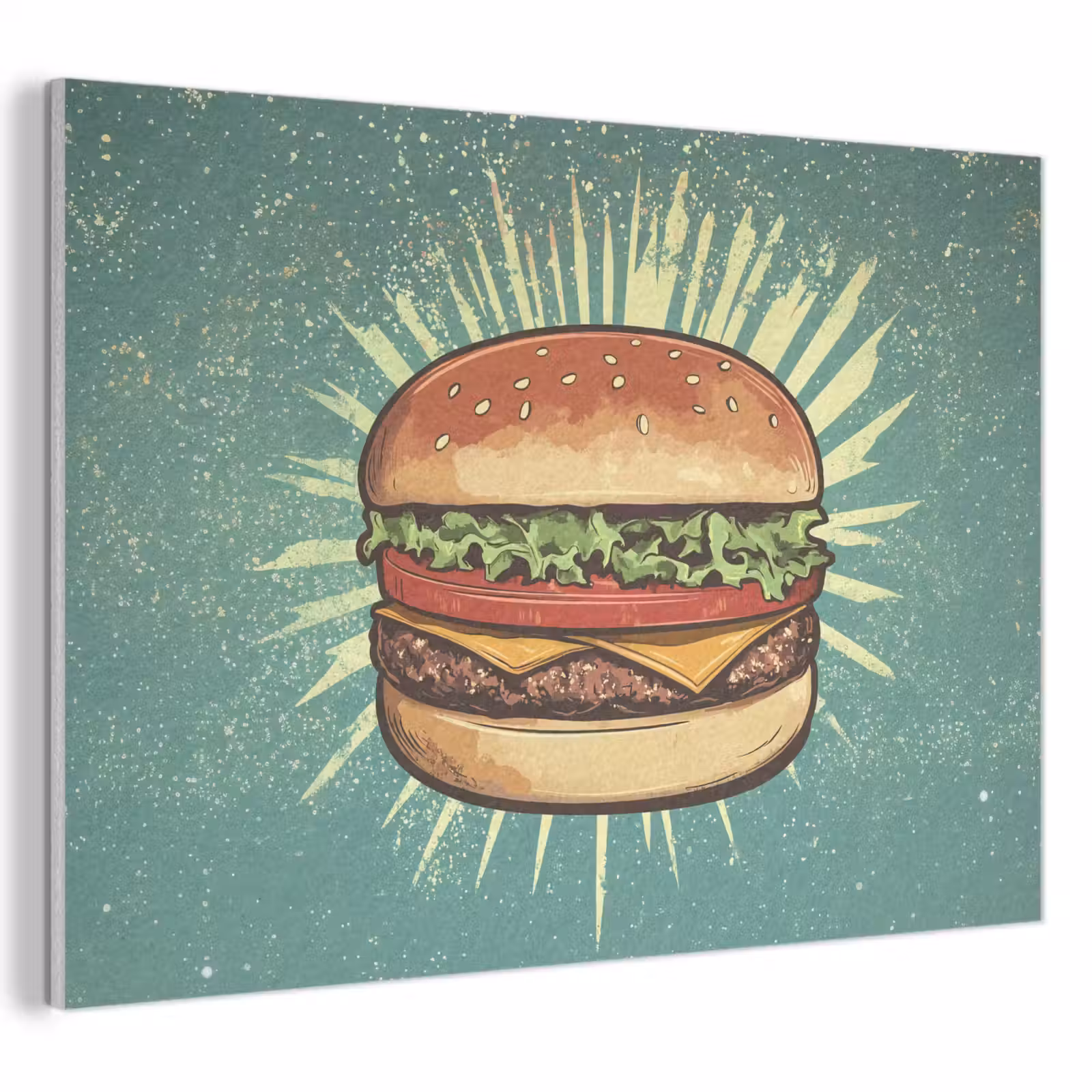 Akoestisch schilderij - Hamburger - Illustratie - Sla - Kaas — 1