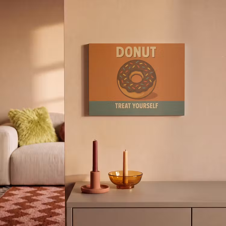 Akoestisch schilderij - Donut - Spikkels - Kleurrijk - Quote — 2