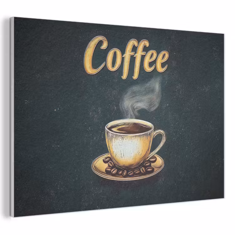Akoestisch schilderij - Koffie - Schotel - Koffiebonen - Retro — 1