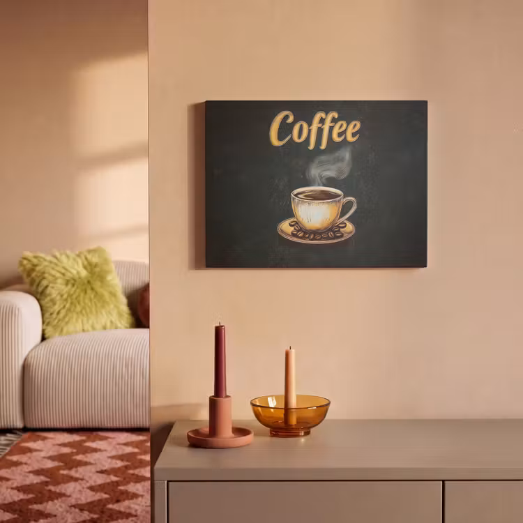 Akoestisch schilderij - Koffie - Schotel - Koffiebonen - Retro — 2