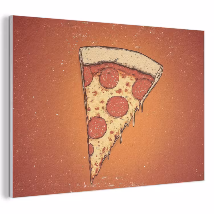 Akoestisch schilderij - Pizza - Kaas - Rood - Pepperoni — 1