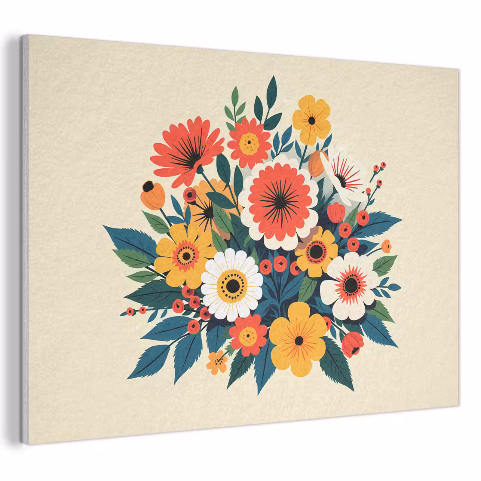 Akoestisch schilderij - Boeket - Bladeren - Illustratie - Kleurrijk — 1