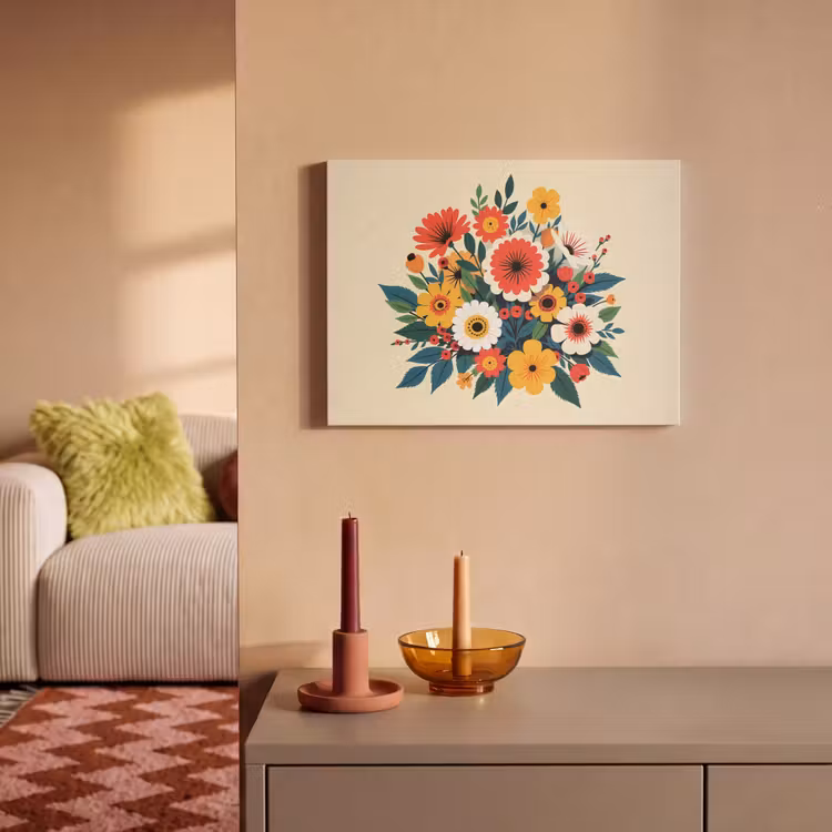Akoestisch schilderij - Boeket - Bladeren - Illustratie - Kleurrijk — 2