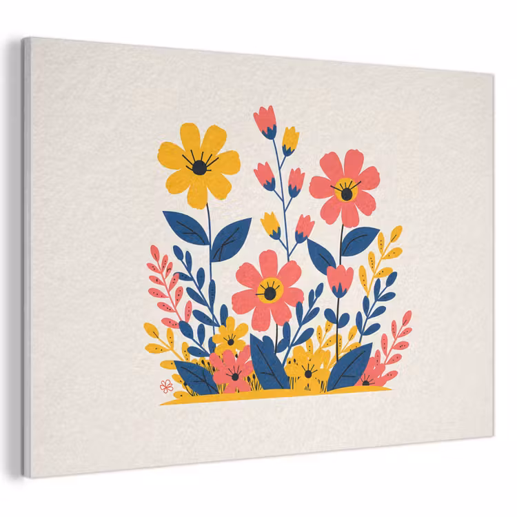 Akoestisch schilderij - Illustratie - Bloemen - Bladeren - Roze — 1