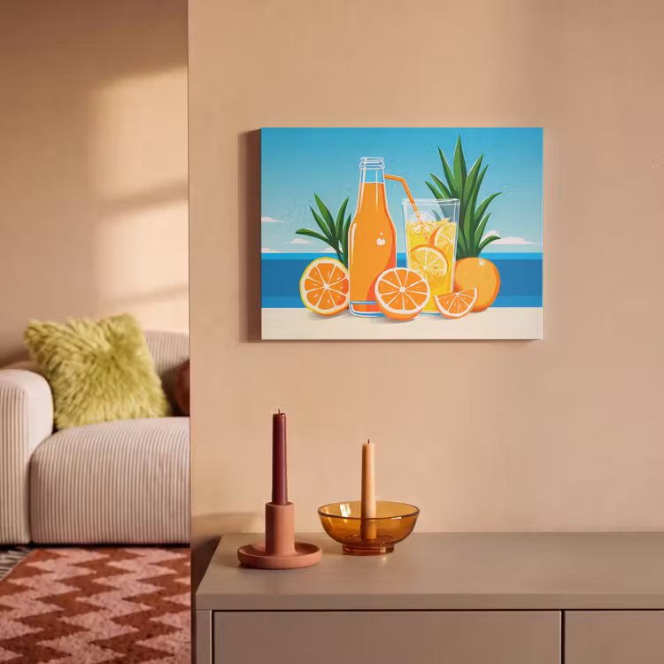 Akoestisch schilderij - Sinaasappels - Ijsblokjes - Zee - Illustratie — 2