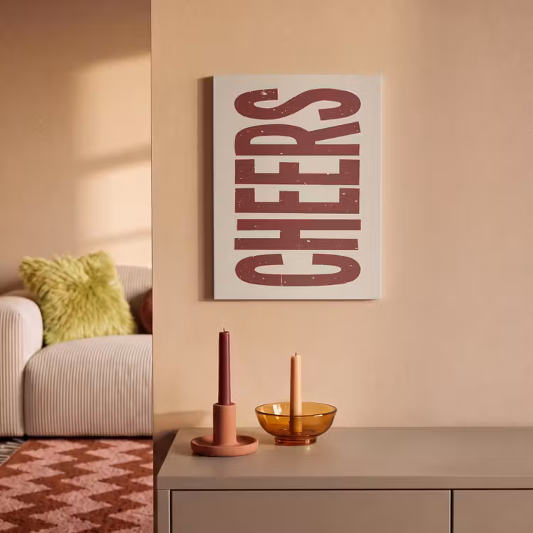 Akoestisch schilderij - Red - Cheers - Decoratie - Beige — 2