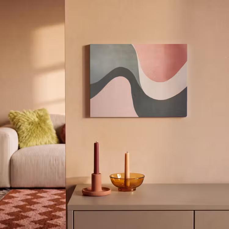 Akoestisch schilderij - Abstract - Golven - Sierlijk - Roze — 2