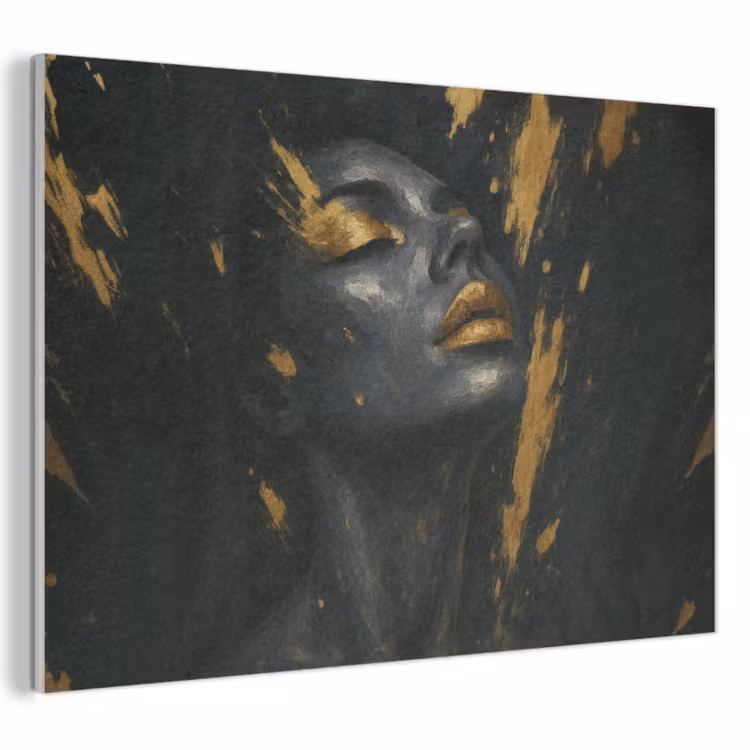Akoestisch schilderij - Gezicht - Vrouw - Verfspatten - Abstract — 1