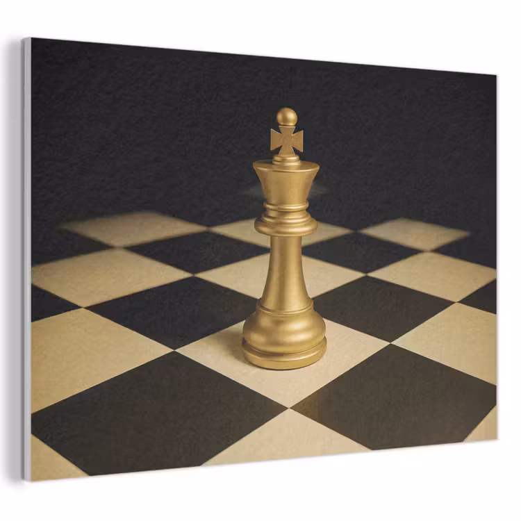 Akoestisch schilderij - Schaakstuk - Koning - Schaakbord - Geblokt — 1